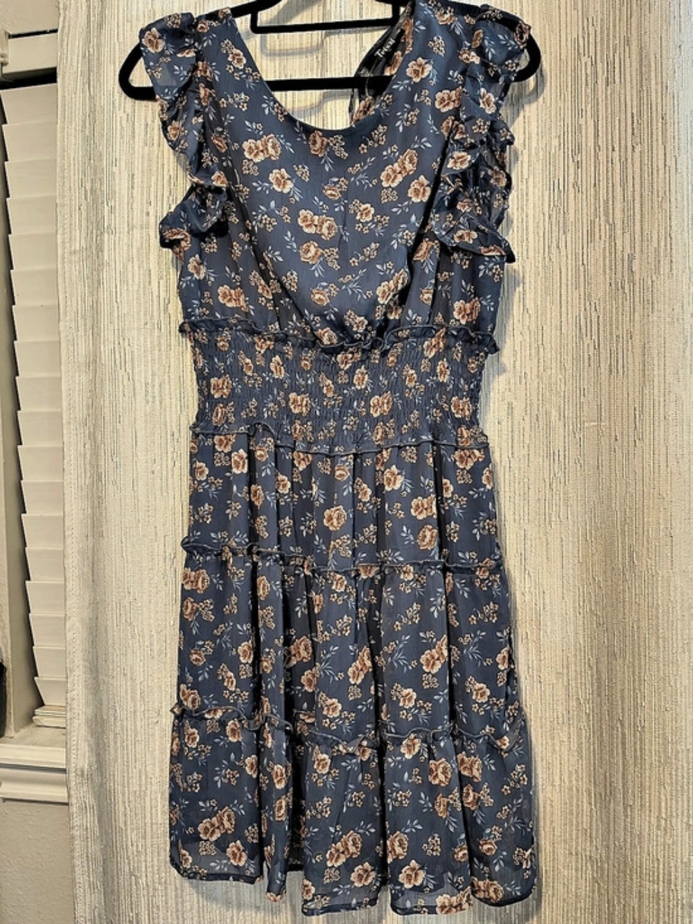 Trixxi XL Blue Floral Tiered Maxi Dress Cottagecore Prairie Smocked Ruffle